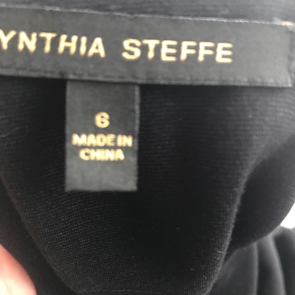 Cynthia Steffe Black Bodycon Dress w Leather 6 - Picture 3 of 7